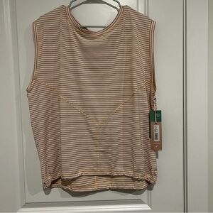 Indyeva Striped Sleeveless Top - beige & brown size XL